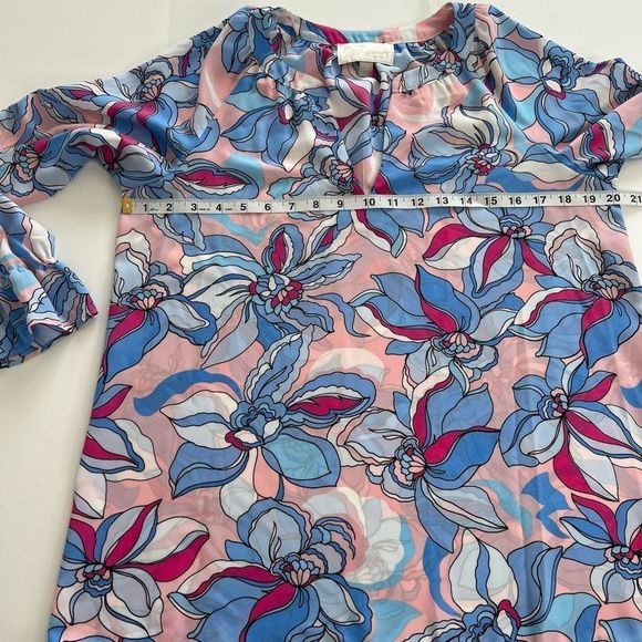 Pappagallo Women's Multicolor Island Blue Floral Raglan Long Sleeve Blouse Small - Picture 11 of 14